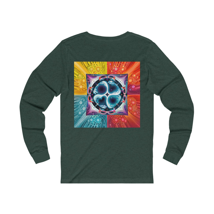 Psychedelic Fractal Blossom - Unisex Jersey Long Sleeve Tee - Long-sleeve - g(0D·IO) - S - Heather Forest -