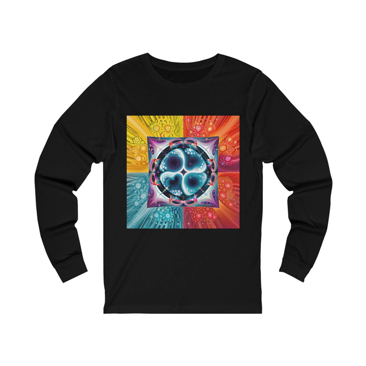 Psychedelic Fractal Blossom - Unisex Jersey Long Sleeve Tee - Long-sleeve - g(0D·IO) - S - Black -