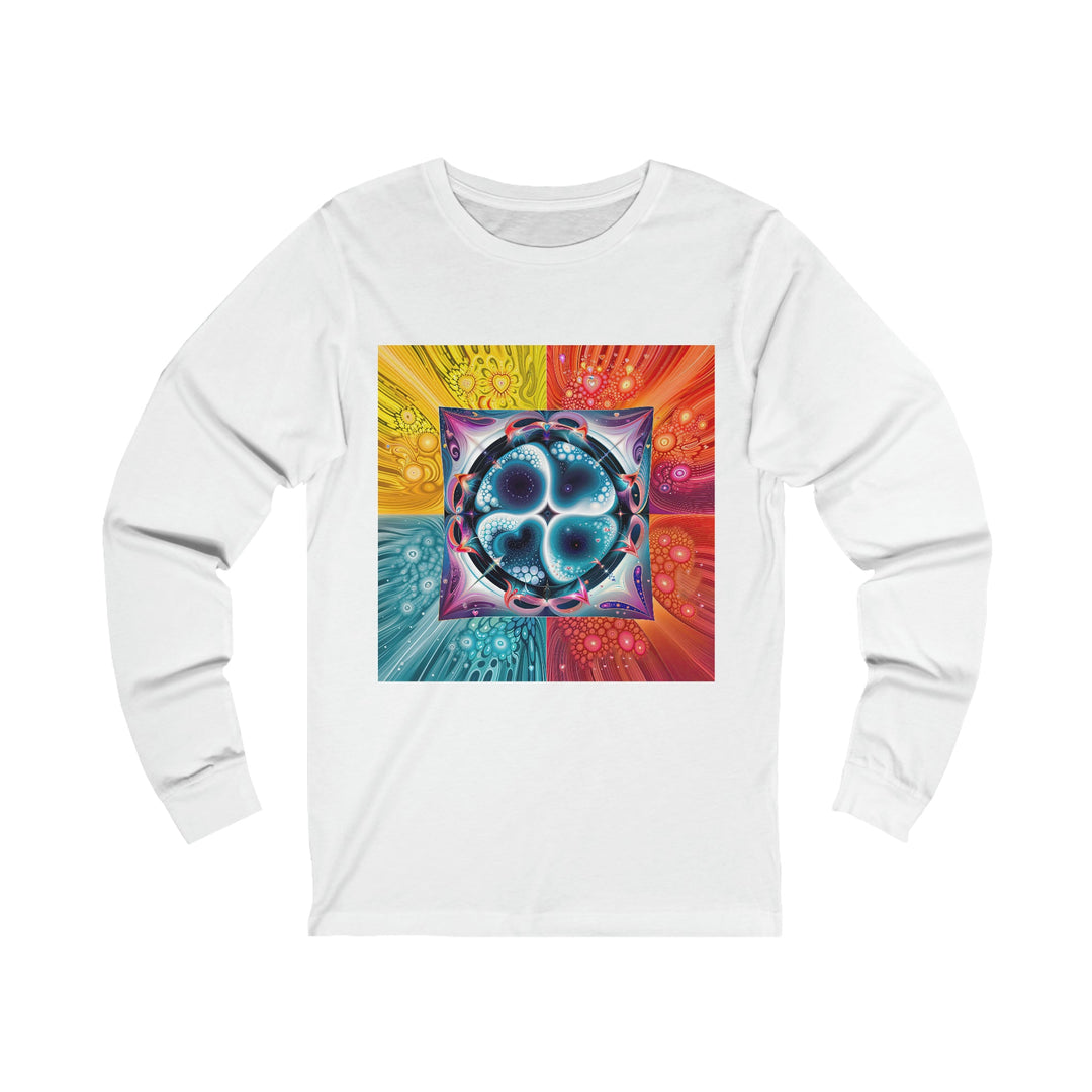 Psychedelic Fractal Blossom - Unisex Jersey Long Sleeve Tee - Long-sleeve - g(0D·IO) - S - White -