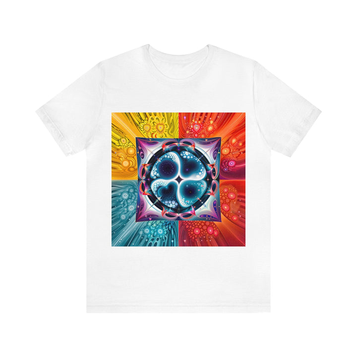 Psychedelic Fractal Blossom - Unisex Jersey Short Sleeve Tee - T-Shirt - g(0D·IO) - White - S -