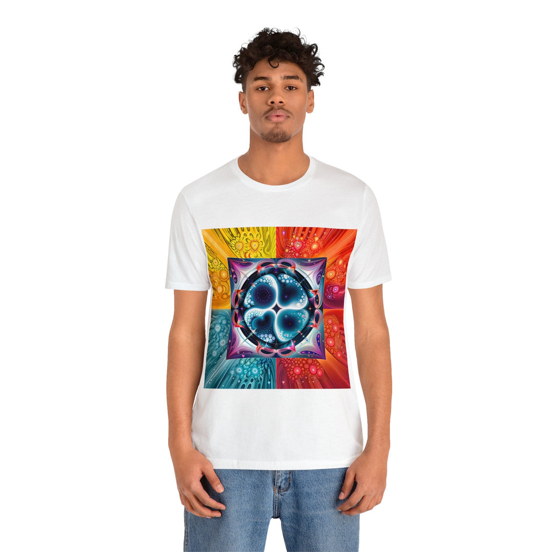 Psychedelic Fractal Blossom - Unisex Jersey Short Sleeve Tee - T-Shirt - g(0D·IO) - Black - S -