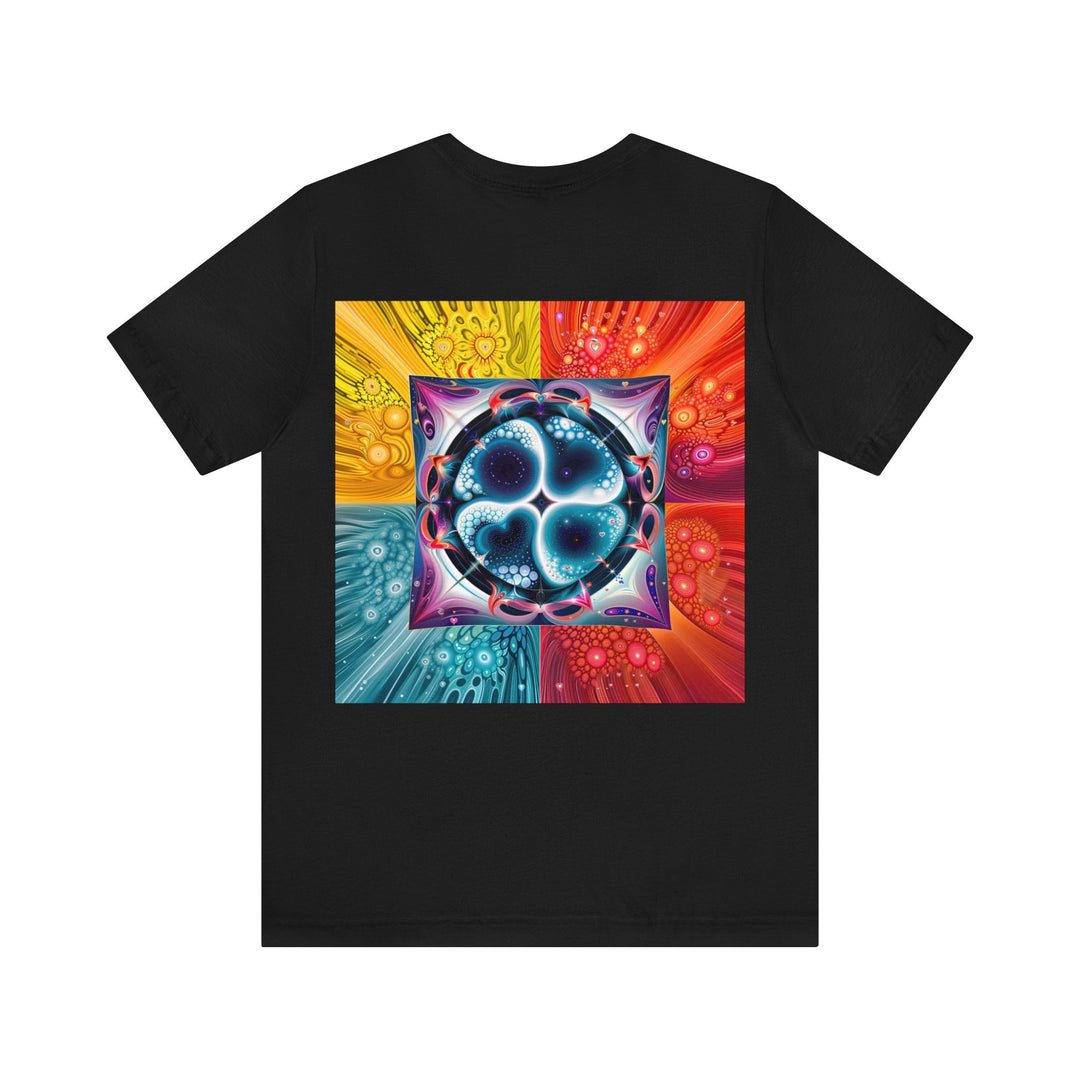 Psychedelic Fractal Blossom - Unisex Jersey Short Sleeve Tee - T-Shirt - g(0D·IO) - Black - S -