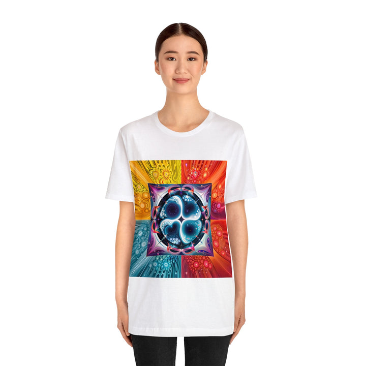 Psychedelic Fractal Blossom - Unisex Jersey Short Sleeve Tee - T-Shirt - g(0D·IO) - Black - S -