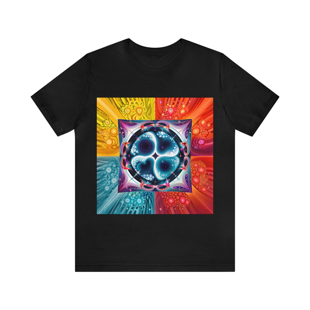 Psychedelic Fractal Blossom - Unisex Jersey Short Sleeve Tee - T-Shirt - g(0D·IO) - Black - S -