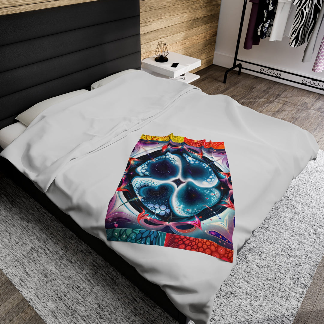 Psychedelic Fractal Blossom - Velveteen Plush Blanket - All Over Prints - g(0D·IO) - 60" × 80" - -