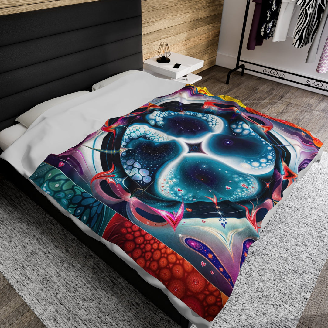 Psychedelic Fractal Blossom - Velveteen Plush Blanket - All Over Prints - g(0D·IO) - 60" × 80" - -