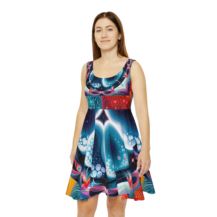 Psychedelic Fractal Blossom - Women's Skater Dress - All Over Prints - g(0D·IO) - L - -