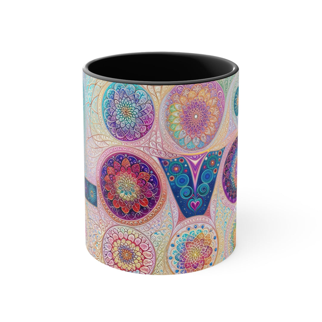 Psychedelic Mandala Love - Accent Coffee Mug - Mug - g(0D·IO) - Black - 11oz -