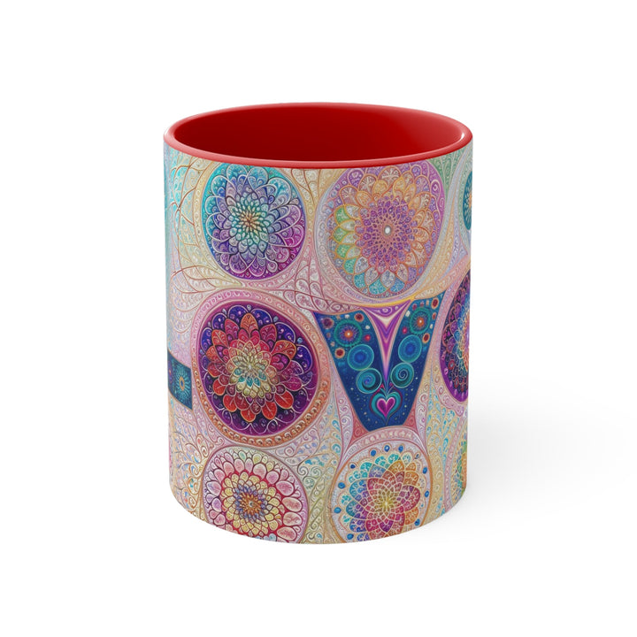 Psychedelic Mandala Love - Accent Coffee Mug - Mug - g(0D·IO) - Red - 11oz -