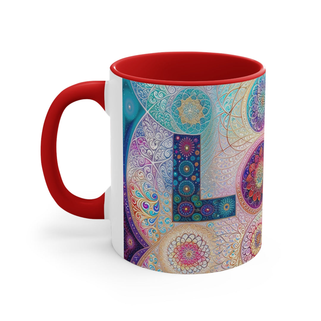 Psychedelic Mandala Love - Accent Coffee Mug - Mug - g(0D·IO) - Pink - 11oz -