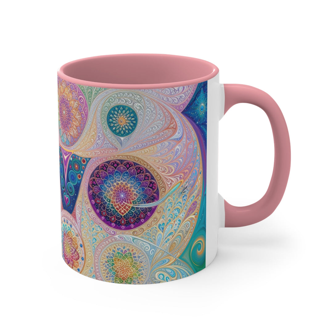 Psychedelic Mandala Love - Accent Coffee Mug - Mug - g(0D·IO) - Pink - 11oz -