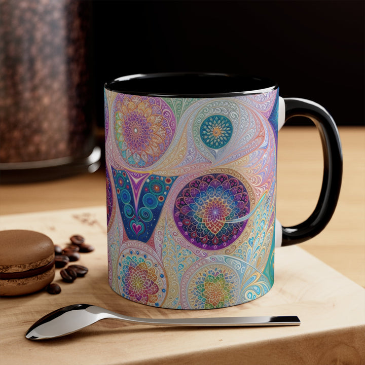 Psychedelic Mandala Love - Accent Coffee Mug - Mug - g(0D·IO) - Pink - 11oz -