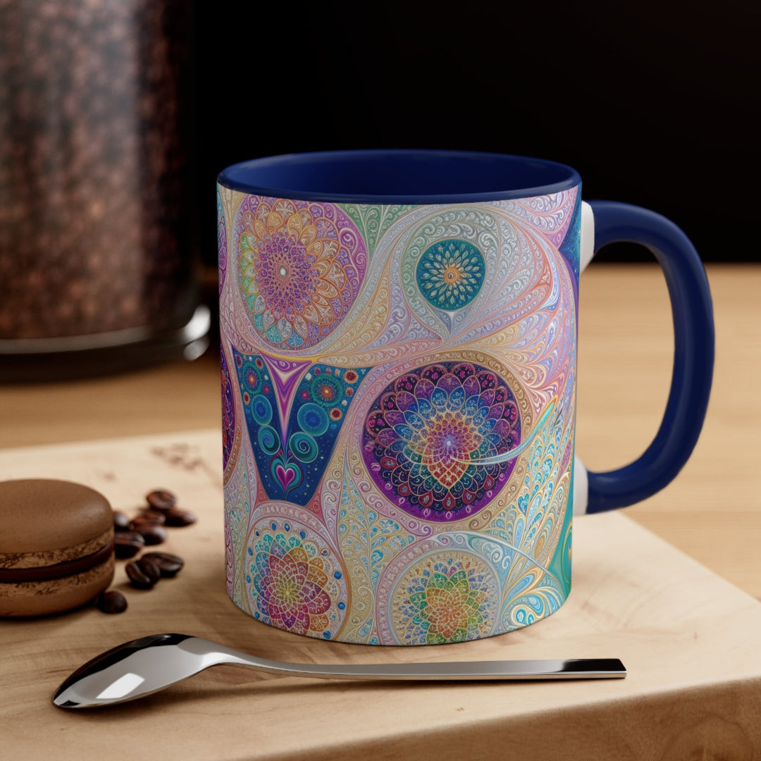 Psychedelic Mandala Love - Accent Coffee Mug - Mug - g(0D·IO) - Pink - 11oz -