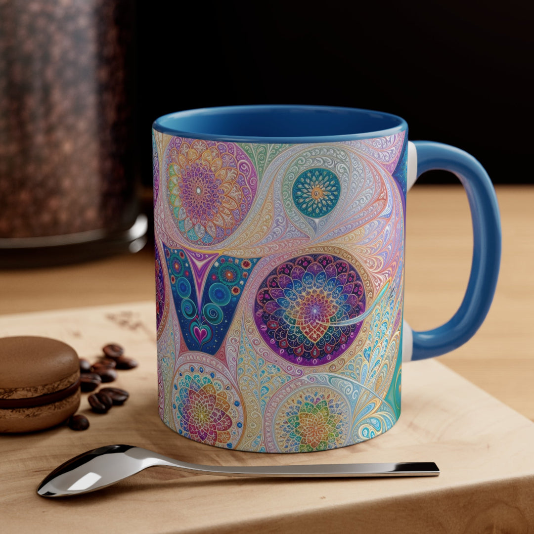 Psychedelic Mandala Love - Accent Coffee Mug - Mug - g(0D·IO) - Pink - 11oz -