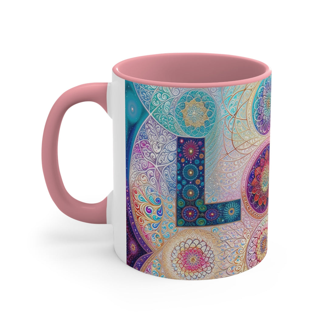 Psychedelic Mandala Love - Accent Coffee Mug - Mug - g(0D·IO) - Pink - 11oz -