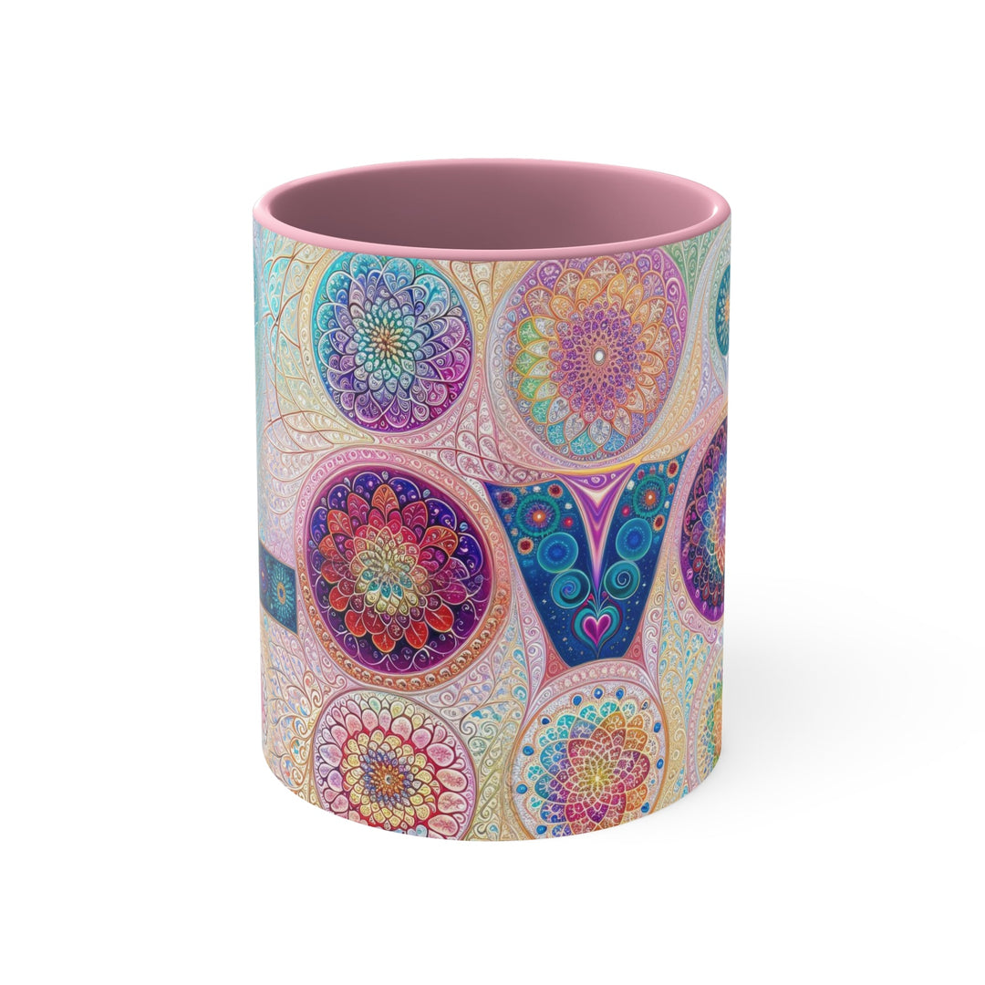 Psychedelic Mandala Love - Accent Coffee Mug - Mug - g(0D·IO) - Pink - 11oz -