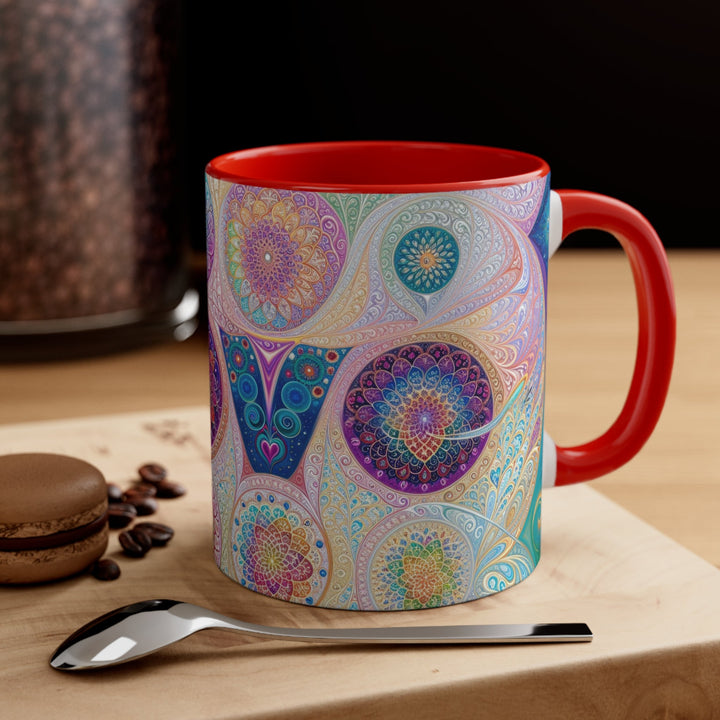 Psychedelic Mandala Love - Accent Coffee Mug - Mug - g(0D·IO) - Pink - 11oz -