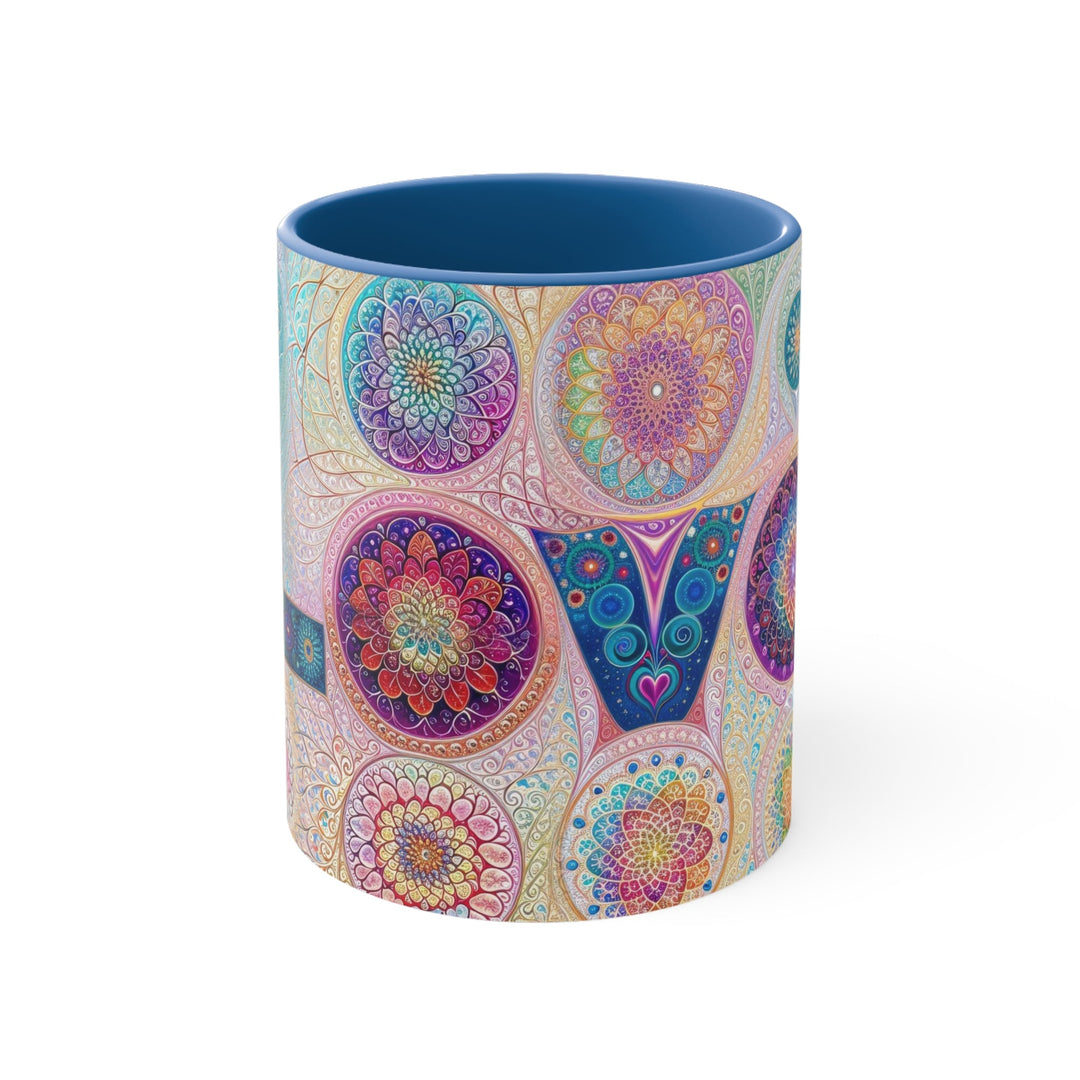 Psychedelic Mandala Love - Accent Coffee Mug - Mug - g(0D·IO) - Blue - 11oz -