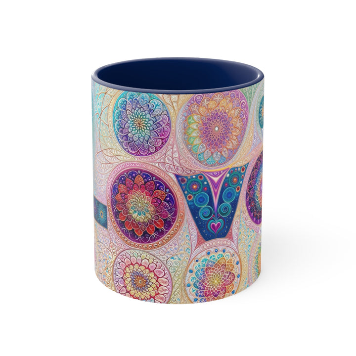 Psychedelic Mandala Love - Accent Coffee Mug - Mug - g(0D·IO) - Navy - 11oz -