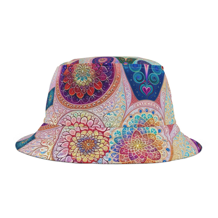 Psychedelic Mandala Love - Bucket Hat - Hats - g(0D·IO) - Large - White stitching -