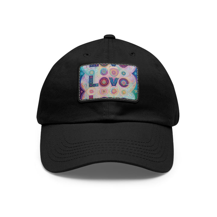 Psychedelic Mandala Love - Dad Hat - Hats - g(0D·IO) - Black / Black patch - Rectangle - One size