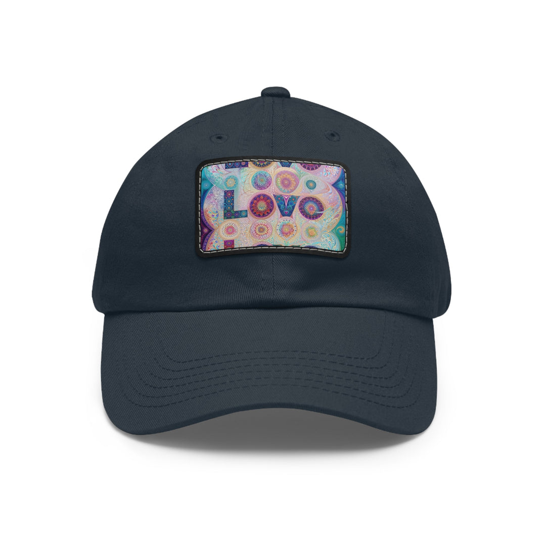 Psychedelic Mandala Love - Dad Hat - Hats - g(0D·IO) - Navy / Black patch - Rectangle - One size