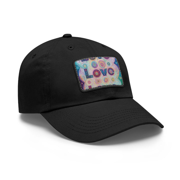 Psychedelic Mandala Love - Dad Hat - Hats - g(0D·IO) - White / Black patch - Rectangle - One size