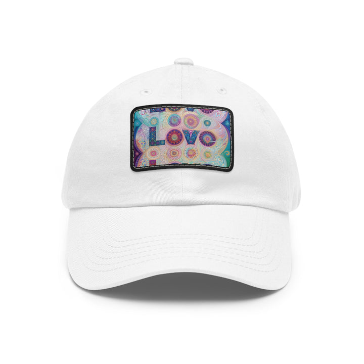 Psychedelic Mandala Love - Dad Hat - Hats - g(0D·IO) - White / Black patch - Rectangle - One size