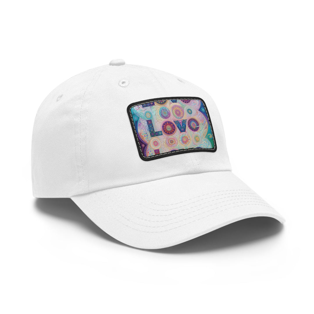 Psychedelic Mandala Love - Dad Hat - Hats - g(0D·IO) - White / Black patch - Rectangle - One size