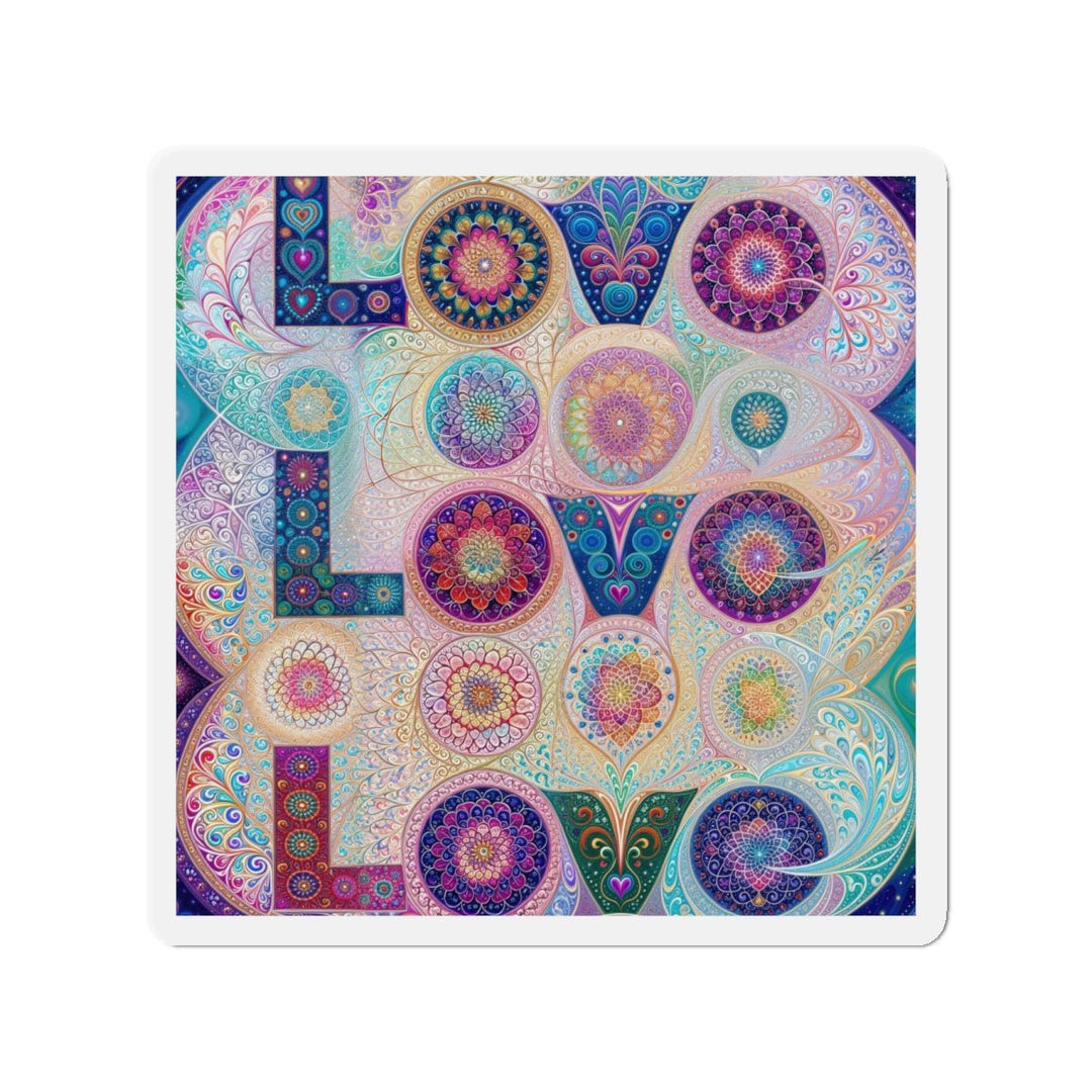 Psychedelic Mandala Love - Die-cut Magnet - Home Decor - g(0D·IO) - 4" x 4" - Die-Cut - 1 pc