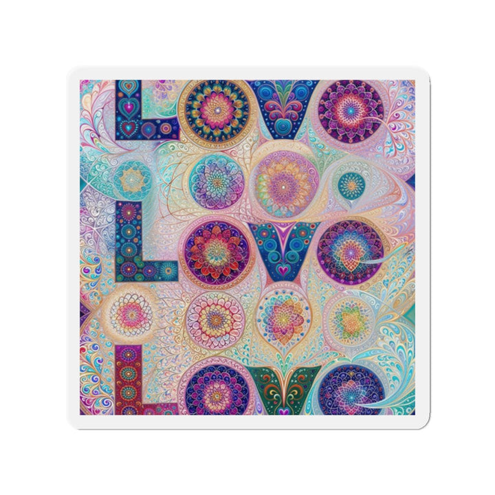 Psychedelic Mandala Love - Die-cut Magnet - Home Decor - g(0D·IO) - 2" x 2" - Die-Cut - 1 pc