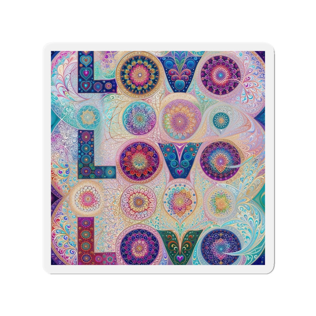 Psychedelic Mandala Love - Die-cut Magnet - Home Decor - g(0D·IO) - 3" x 3" - Die-Cut - 1 pc