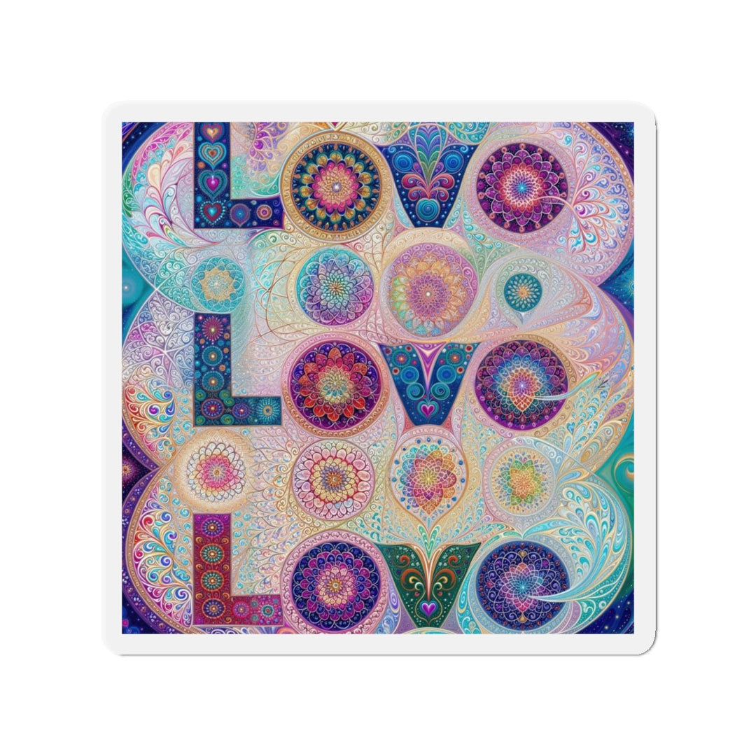 Psychedelic Mandala Love - Die-cut Magnet - Home Decor - g(0D·IO) - 5" x 5" - Die-Cut - 1 pc