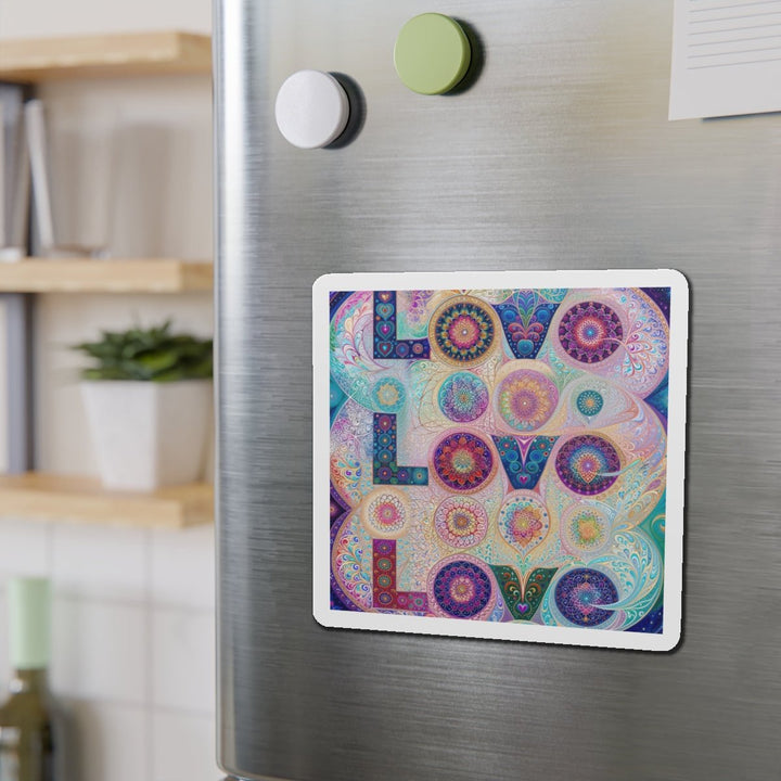 Psychedelic Mandala Love - Die-cut Magnet - Home Decor - g(0D·IO) - 6 × 6" - Die-Cut - 1 pc