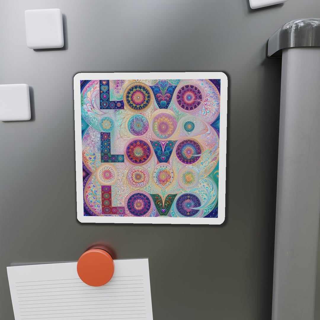 Psychedelic Mandala Love - Die-cut Magnet - Home Decor - g(0D·IO) - 6 × 6" - Die-Cut - 1 pc