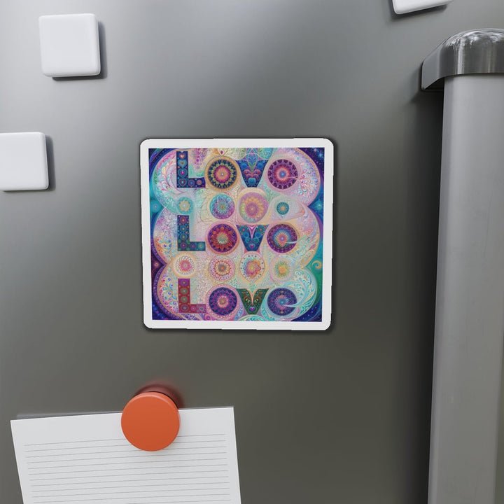 Psychedelic Mandala Love - Die-cut Magnet - Home Decor - g(0D·IO) - 6 × 6" - Die-Cut - 1 pc