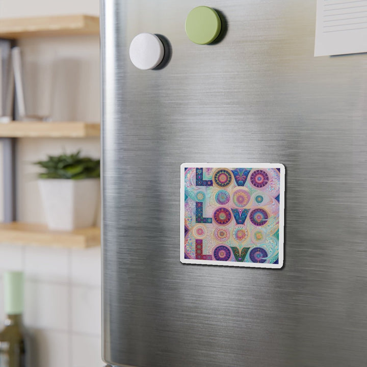 Psychedelic Mandala Love - Die-cut Magnet - Home Decor - g(0D·IO) - 6 × 6" - Die-Cut - 1 pc