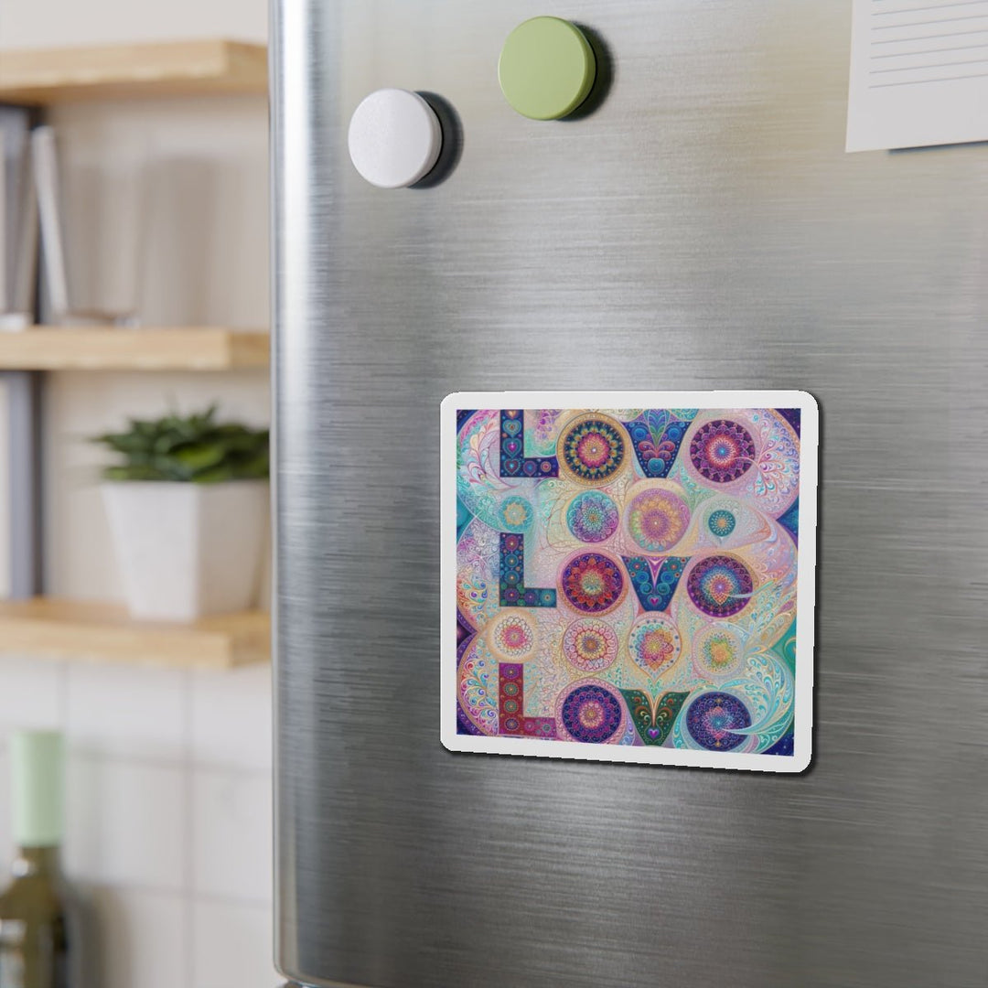 Psychedelic Mandala Love - Die-cut Magnet - Home Decor - g(0D·IO) - 6 × 6" - Die-Cut - 1 pc