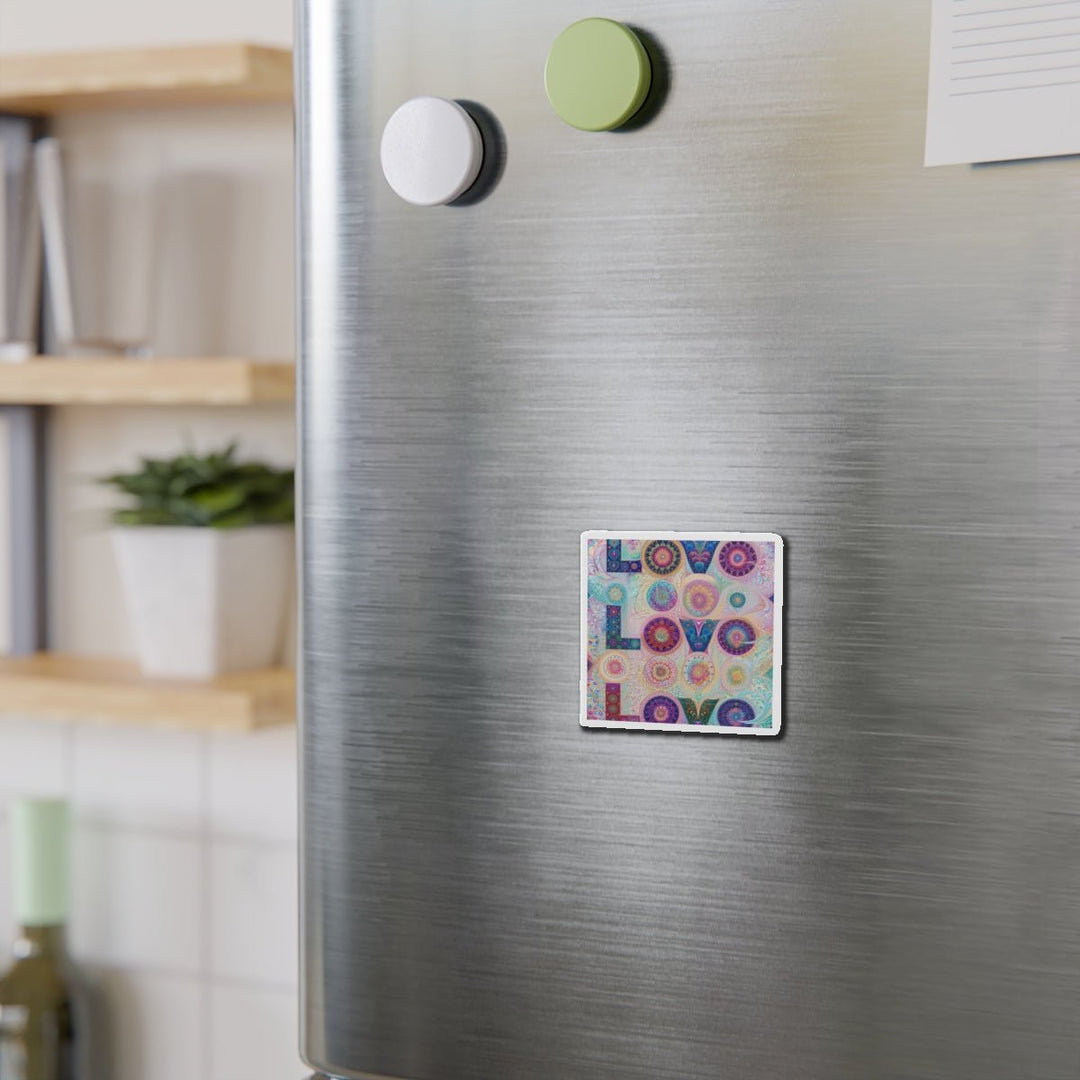 Psychedelic Mandala Love - Die-cut Magnet - Home Decor - g(0D·IO) - 6 × 6" - Die-Cut - 1 pc