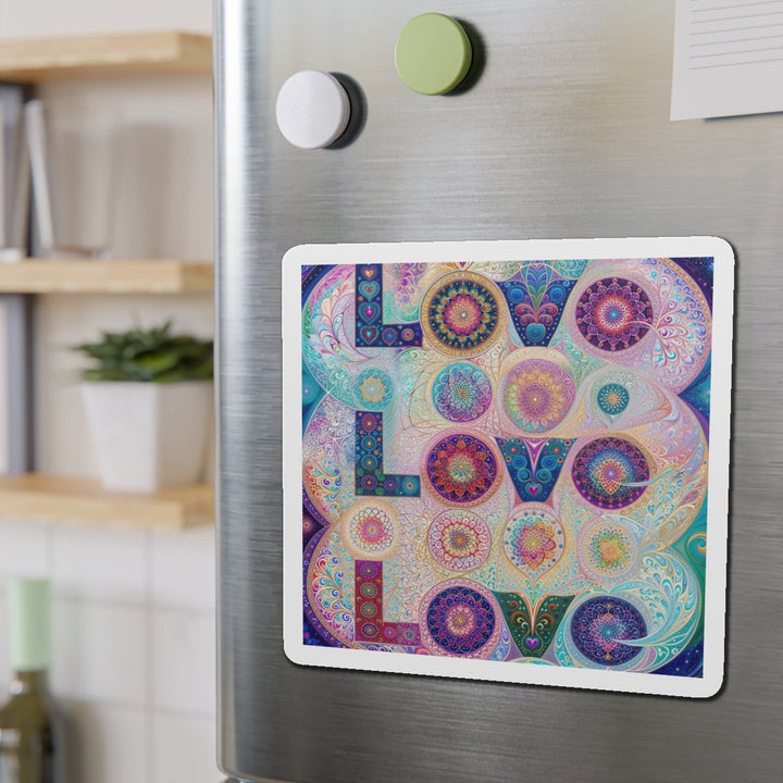 Psychedelic Mandala Love - Die-cut Magnet - Home Decor - g(0D·IO) - 6 × 6" - Die-Cut - 1 pc