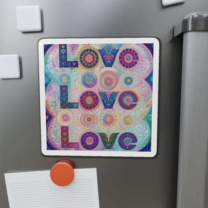 Psychedelic Mandala Love - Die-cut Magnet - Home Decor - g(0D·IO) - 6 × 6" - Die-Cut - 1 pc