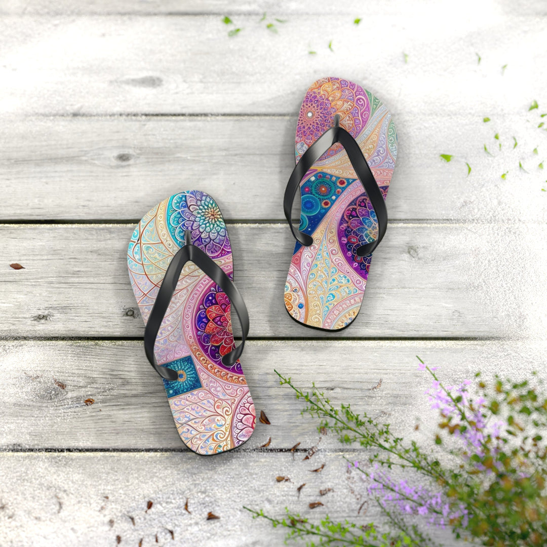 Psychedelic Mandala Love - Flip Flops - Shoes - g(0D·IO) - XL - Black sole -