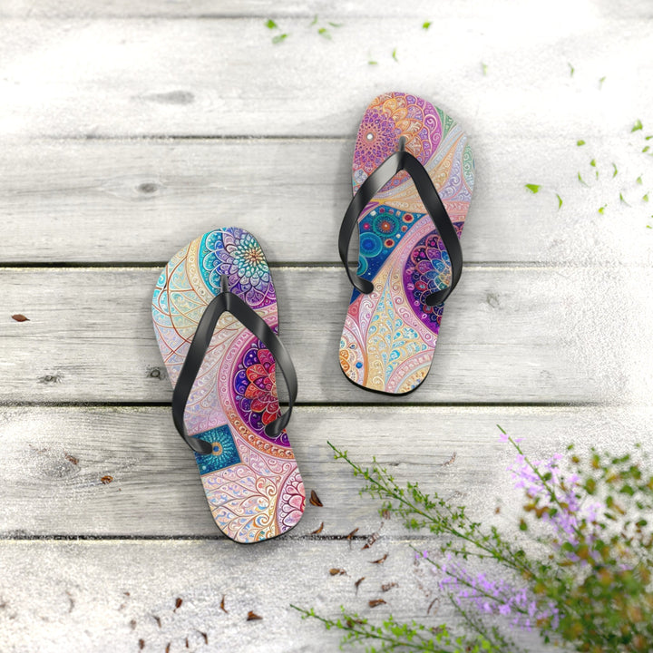 Psychedelic Mandala Love - Flip Flops - Shoes - g(0D·IO) - XL - Black sole -