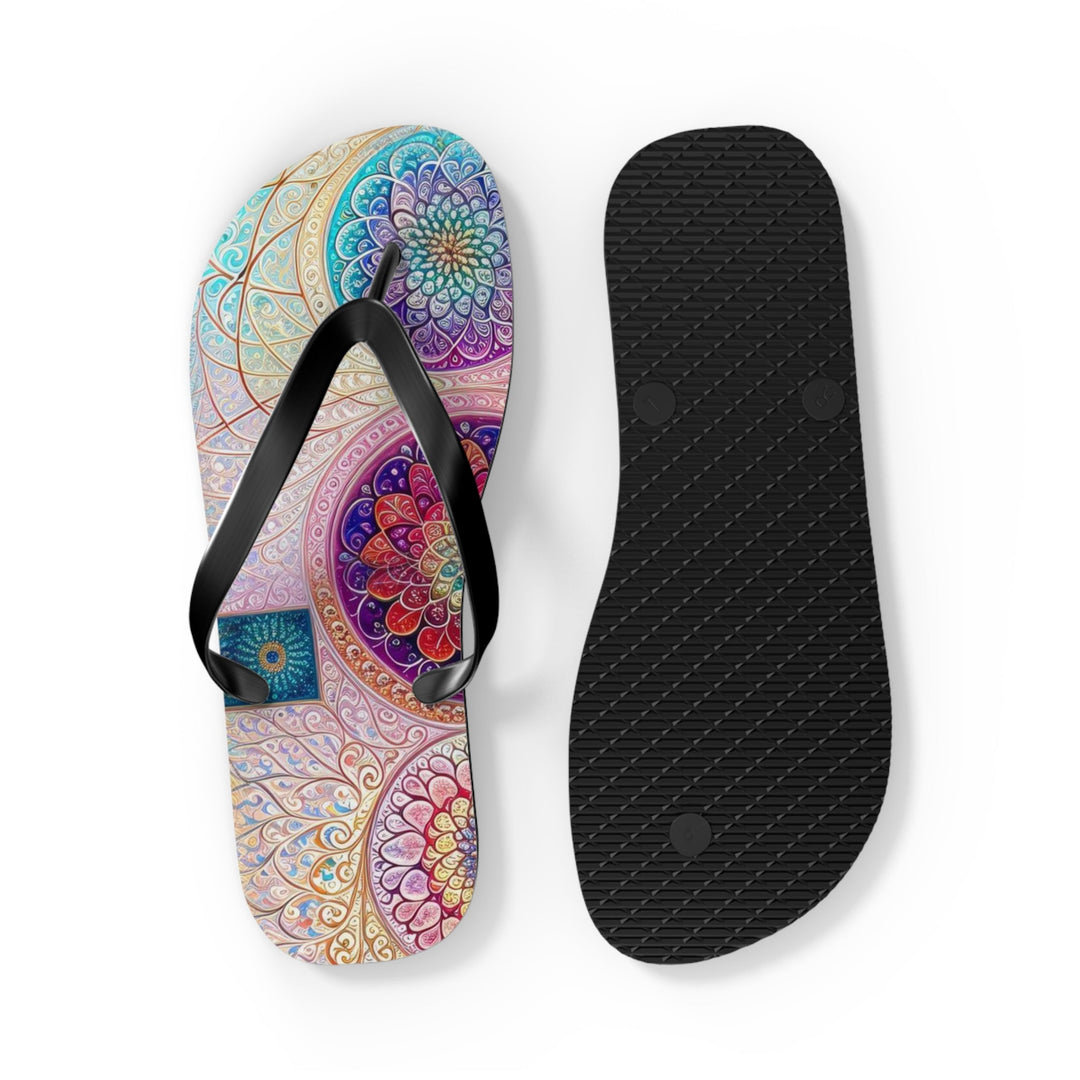 Psychedelic Mandala Love - Flip Flops - Shoes - g(0D·IO) - XL - Black sole -