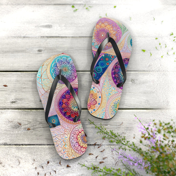 Psychedelic Mandala Love - Flip Flops - Shoes - g(0D·IO) - XL - Black sole -