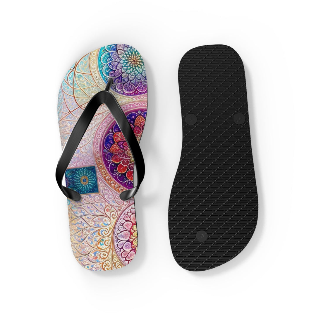 Psychedelic Mandala Love - Flip Flops - Shoes - g(0D·IO) - XL - Black sole -