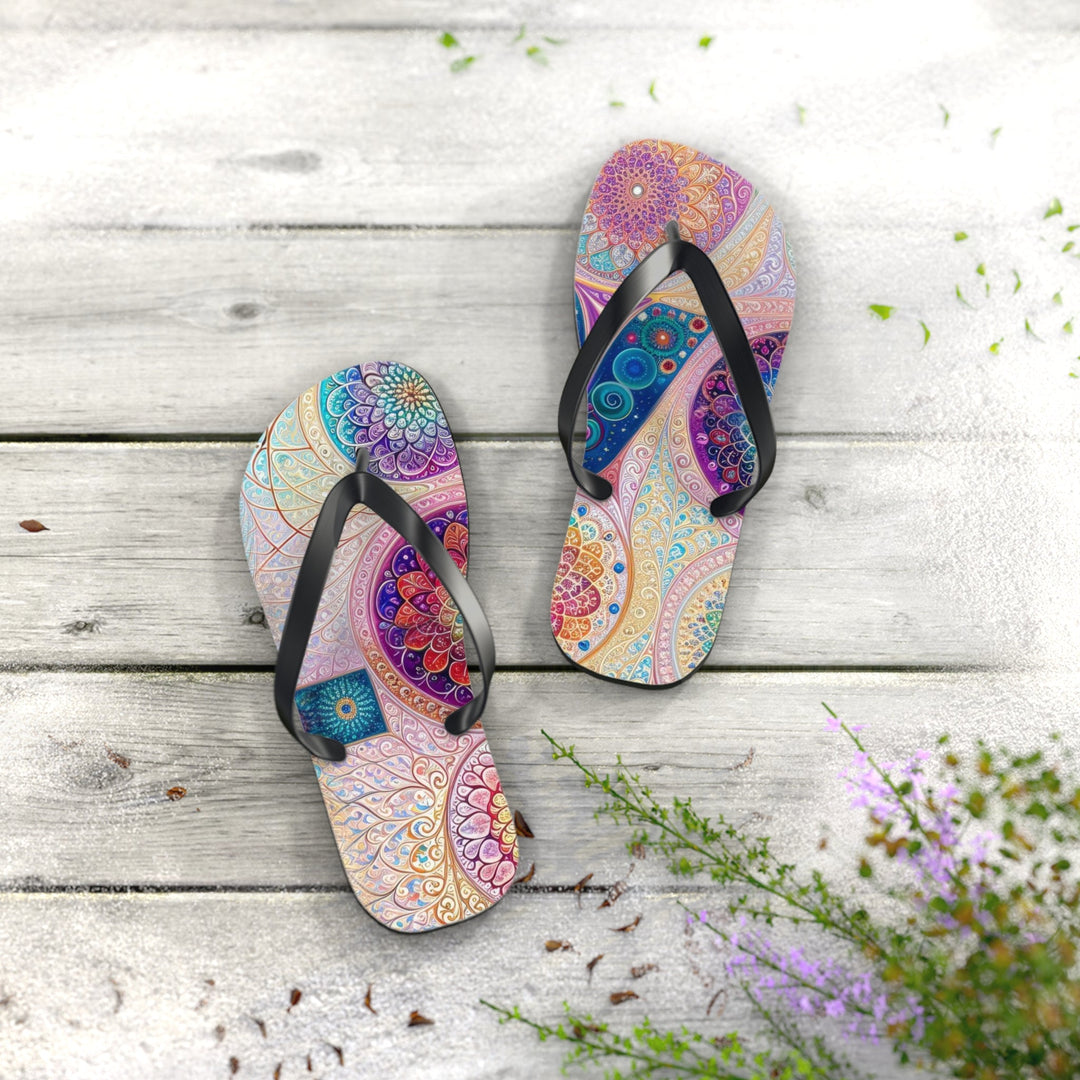 Psychedelic Mandala Love - Flip Flops - Shoes - g(0D·IO) - XL - Black sole -