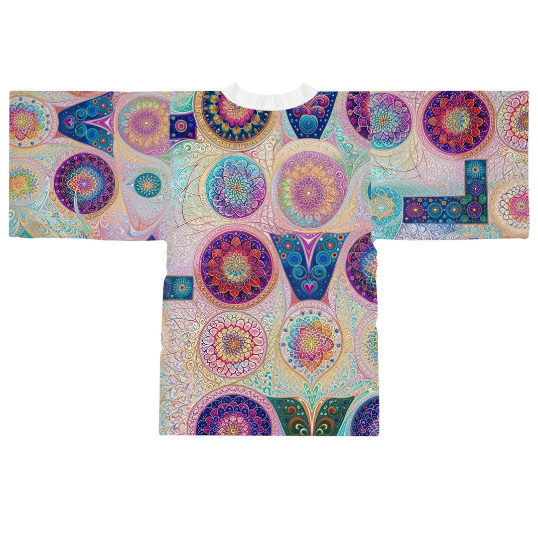 Psychedelic Mandala Love - Long Sleeve Kimono Robe - All Over Prints - g(0D·IO) - XS - Black -