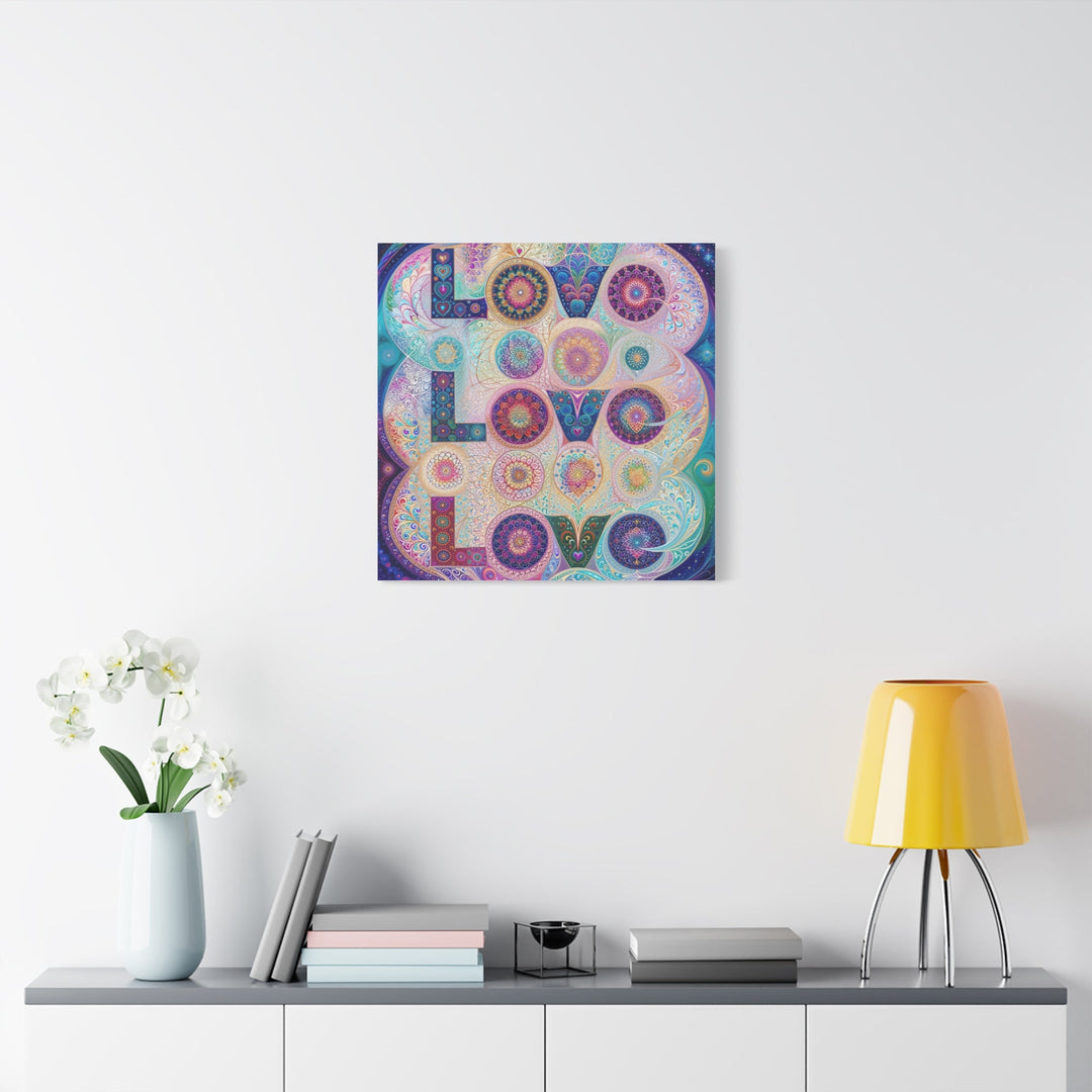 Psychedelic Mandala Love - Matte Canvas Print 1.25" - Canvas - g(0D·IO) - 36" x 36" - 1.25" -