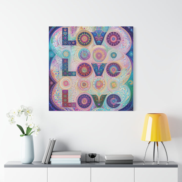 Psychedelic Mandala Love - Matte Canvas Print 1.25" - Canvas - g(0D·IO) - 36" x 36" - 1.25" -